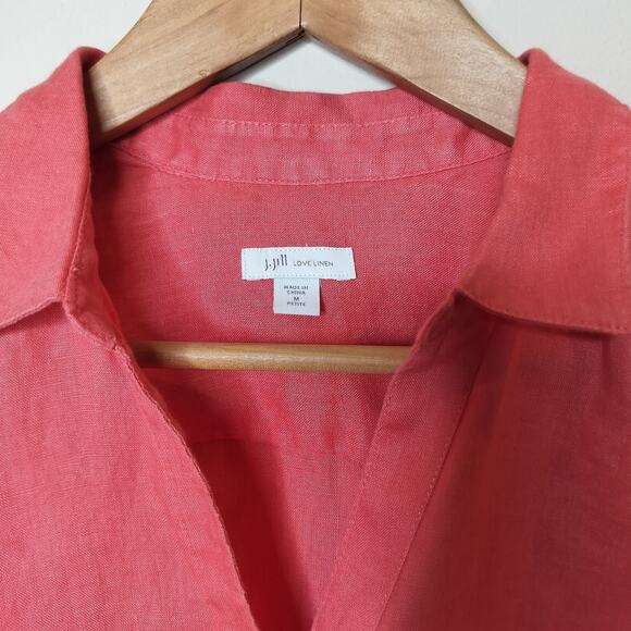 J. Jill Love Linen Sleeveless Shirt Button Up Hi Low Hem - Picture 6 of 8